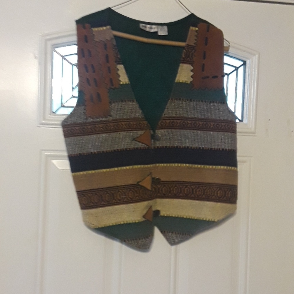 Canvas & leather cowgirl vest